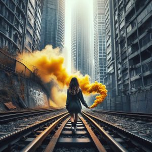 Желтый цветной дым на 1 минуту