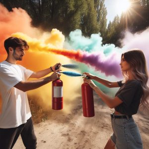 Цветной огнетушитель для вечеринки или корпоративного мероприятия