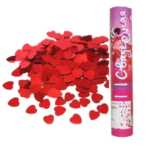 Хлопушка красные металлизированные сердечки