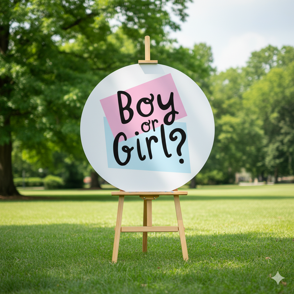Мини-фотозона на Gender Party (мольберт + мини-баннер геометрия 70 см ) аренда в Минске с индивидуальным текстом